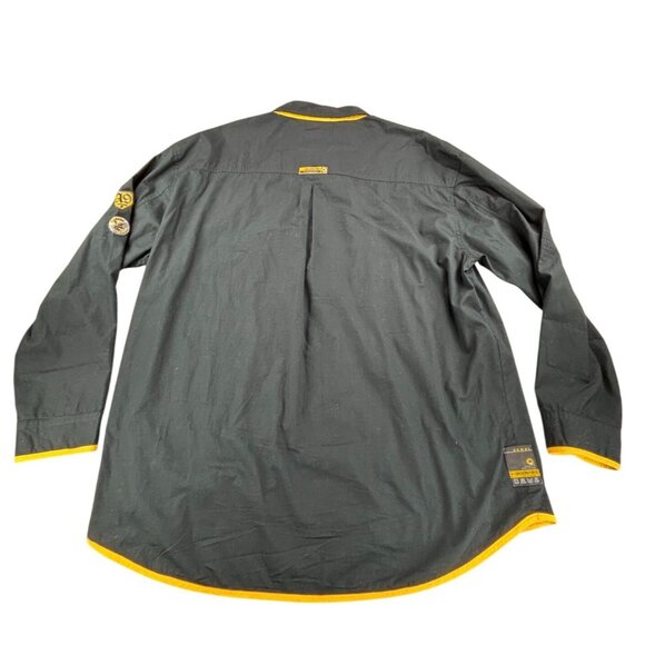 Akademiks Shirt Black Mens XL Long-Sleeve Button-Up Yellow Trim & Patches - Picture 6 of 9